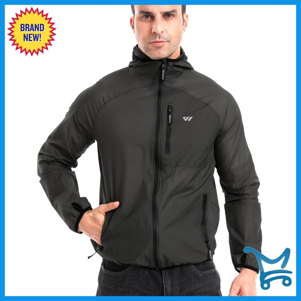 Lightweight Packable Windbreaker Jacket With Hood… - image 1